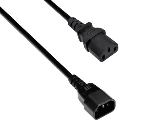 DINIC Kaltgeräte-Verlängerung C13 Stecker auf C14 Buchse, VDE, 0,75mm² schwarz, 0.75m